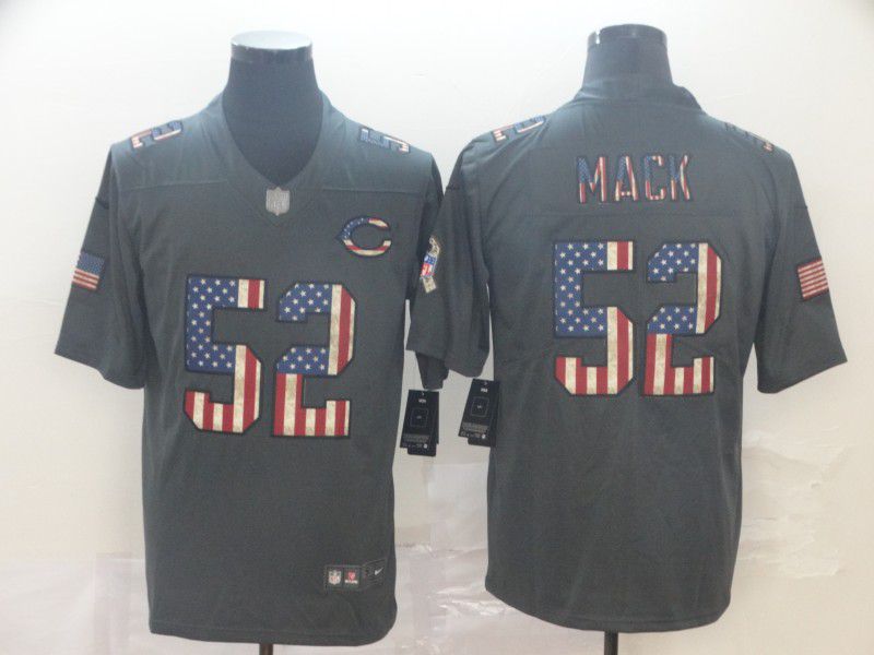 Men Chicago Bears #52 Mack Carbon Black Retro USA flag Nike NFL Jerseys->chicago bears->NFL Jersey